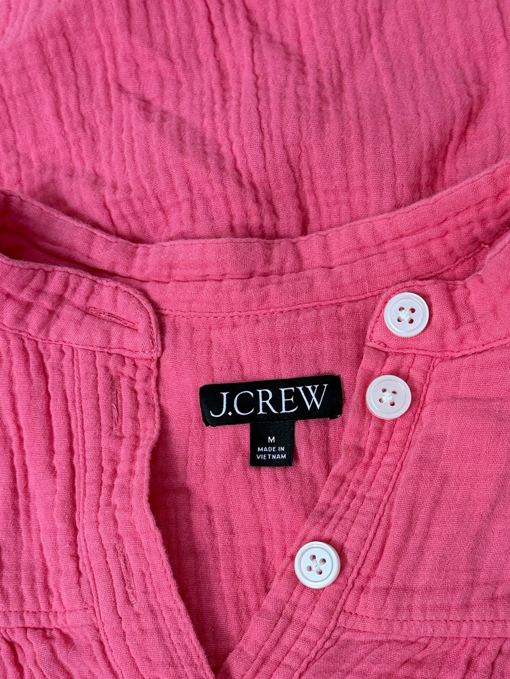 J. Crew Fresco Cotton Gauze Vivid Begonia Pink Long-Sleeve Top - Picture 3 of 5